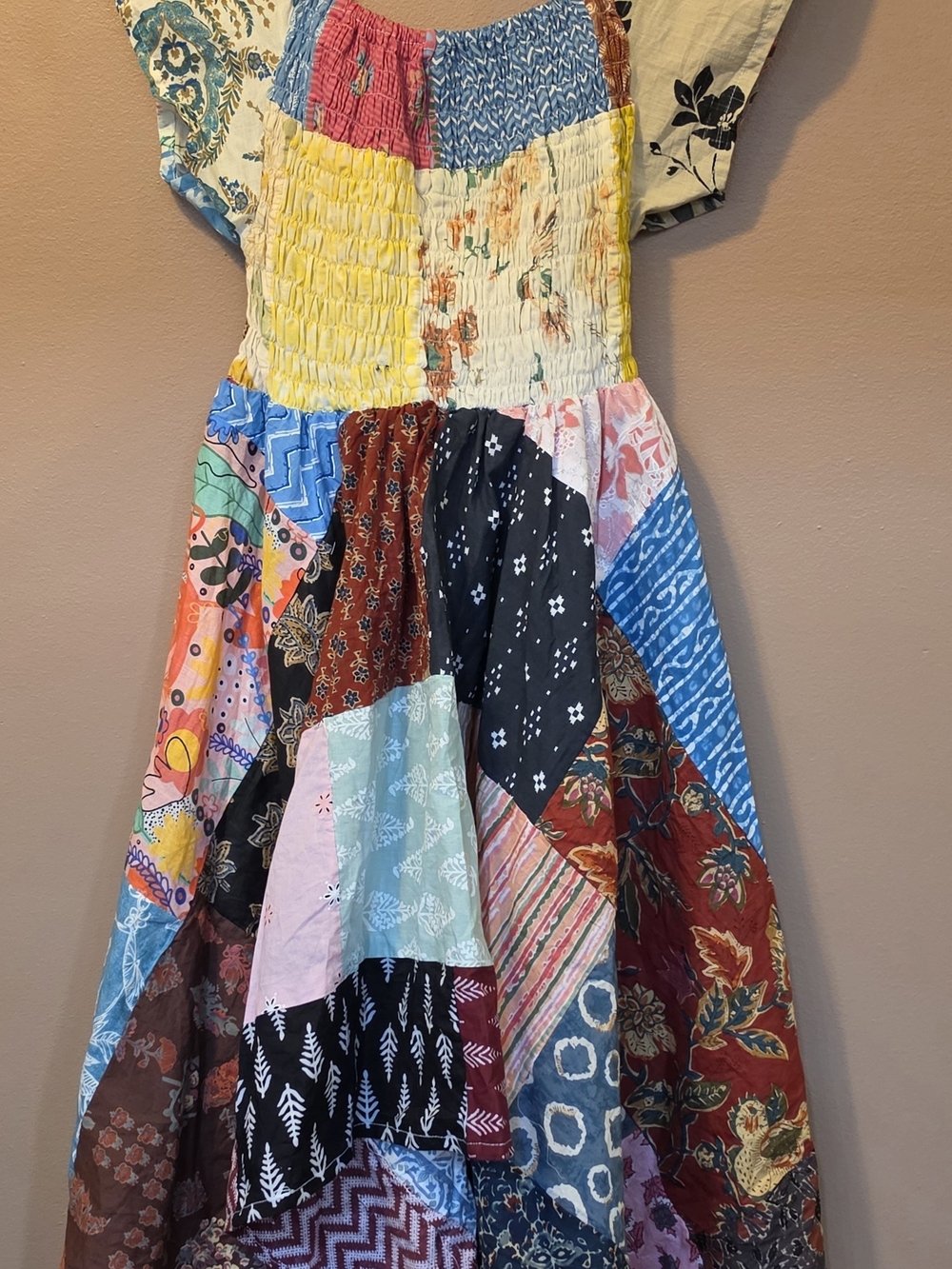 Women's Bohemian Patchwork Maxi Dress - Multicolor
